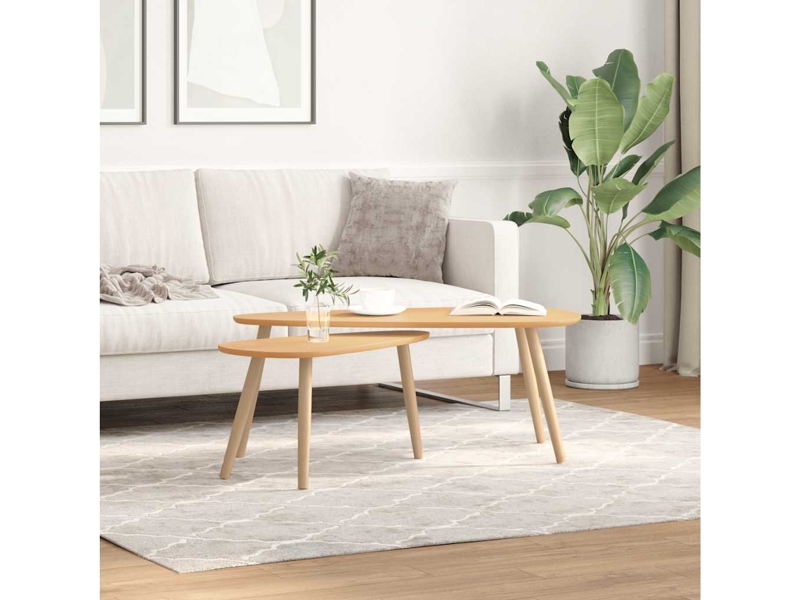 Vidaxl Conjunto Mesas De Centro 2 Pcs Pinho Maciço Castanho