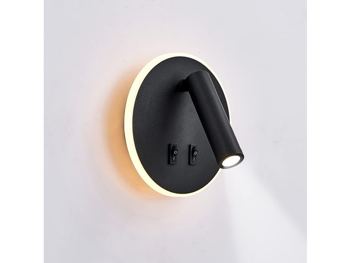 Lâmpada de Parede LED para leitura 12W, ajustável, preta, redonda NOVA LINE