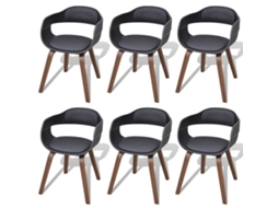 Vidaxl Cadeiras Jantar 6 Pcs Madeira Curvada E Couro Artificial Preto