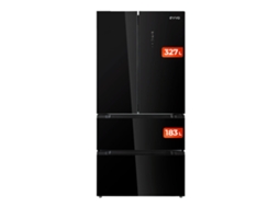 Frigorífico EVVO EVVO F80b com Inversor, Porta de Vidro, Sem Gelo, 327l + 183l