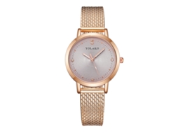 Relógio Feminino Yolako de Quartzo com Pulseira de Plástico e Pedras Strass Padrão (ouro Rosa Cinza)