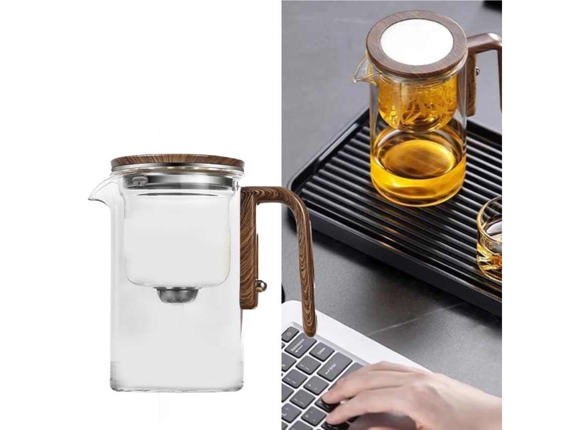 Tetera De Vidrio Com Infusor Y Mango De Madera