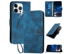 Capa Para Iphone 15 Pro Max Pele Sintética Azul