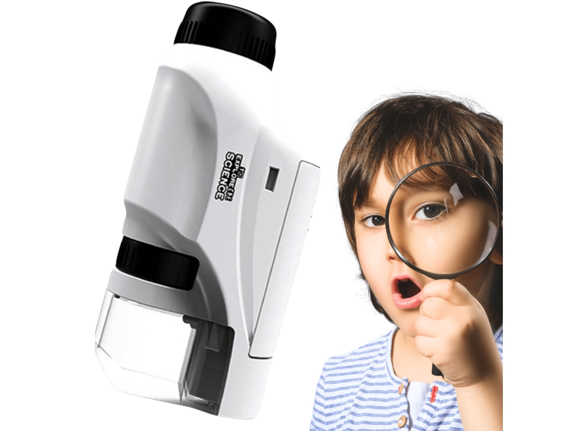 Microscópio de Bolso Infantil Educativo com Led, Ampliação de 60x a 120x para Smartphone BRILVIBERA