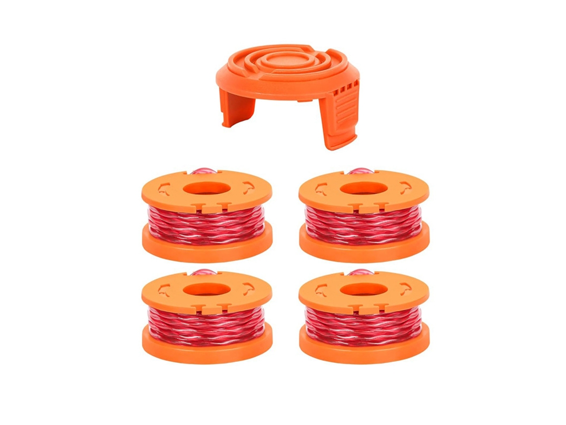 Pacote com 4 Carretéis de Fio com 1 Tampas Aparador de Grama para Worx Wa0010/wa6531 HENTEN HOME