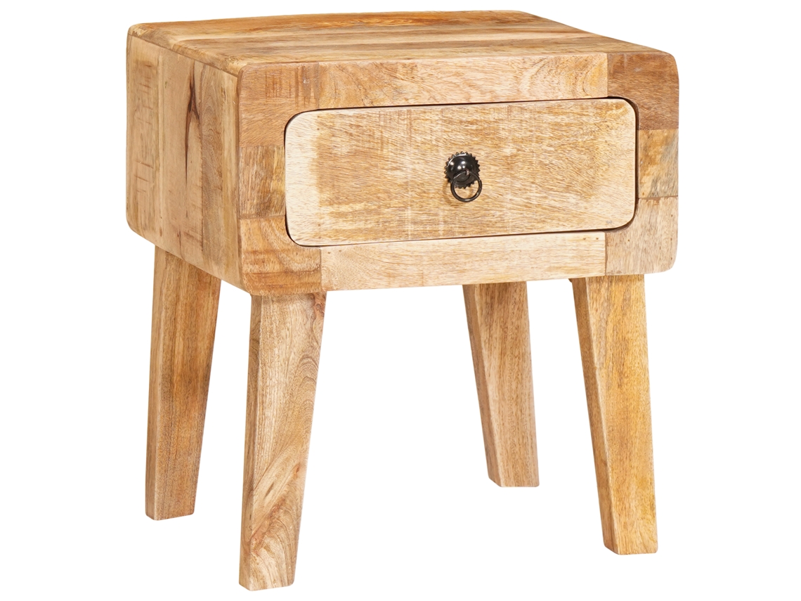 Conjunto 1 Mesa De Apoio Vidaxl Castanho Madeira De Mangueira Maciça (40 X 32 X 46 Cm)
