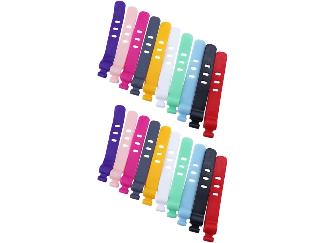 Pacote Com 50 Unidades De Abraçadeiras De Silicone Macio Para Organizar Cabos.