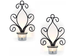 Porta Velas De Hierro Colgante De Pared 2 Piezas Decoración Hogar Para Velas Pequeñas