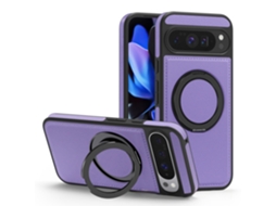 Capa Para Telemóvel Com Suporte Magnético E Textura De Couro Para Google Pixel 11 Pro (roxo)