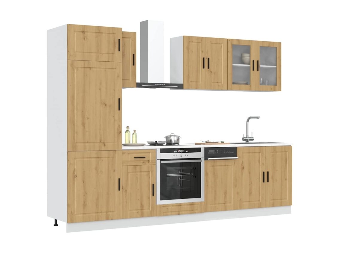 Vidaxl 8 Peças Armário De Cozinha Conjunto Kalmar Carvalho Artisiano