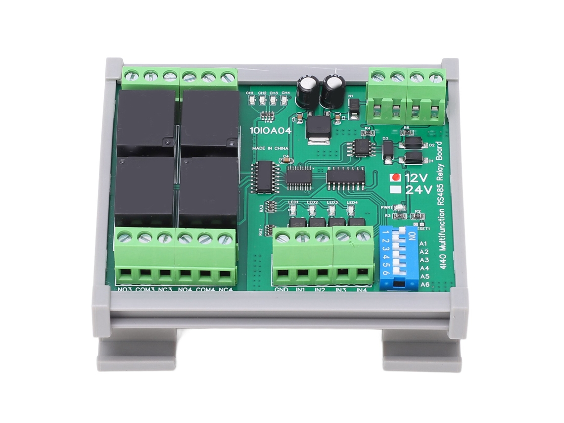 Módulo De Controlo De Relé 4 Canais Laxiscreed Rs485 Com Reset Por Hardware E Alimentação Dc 12v