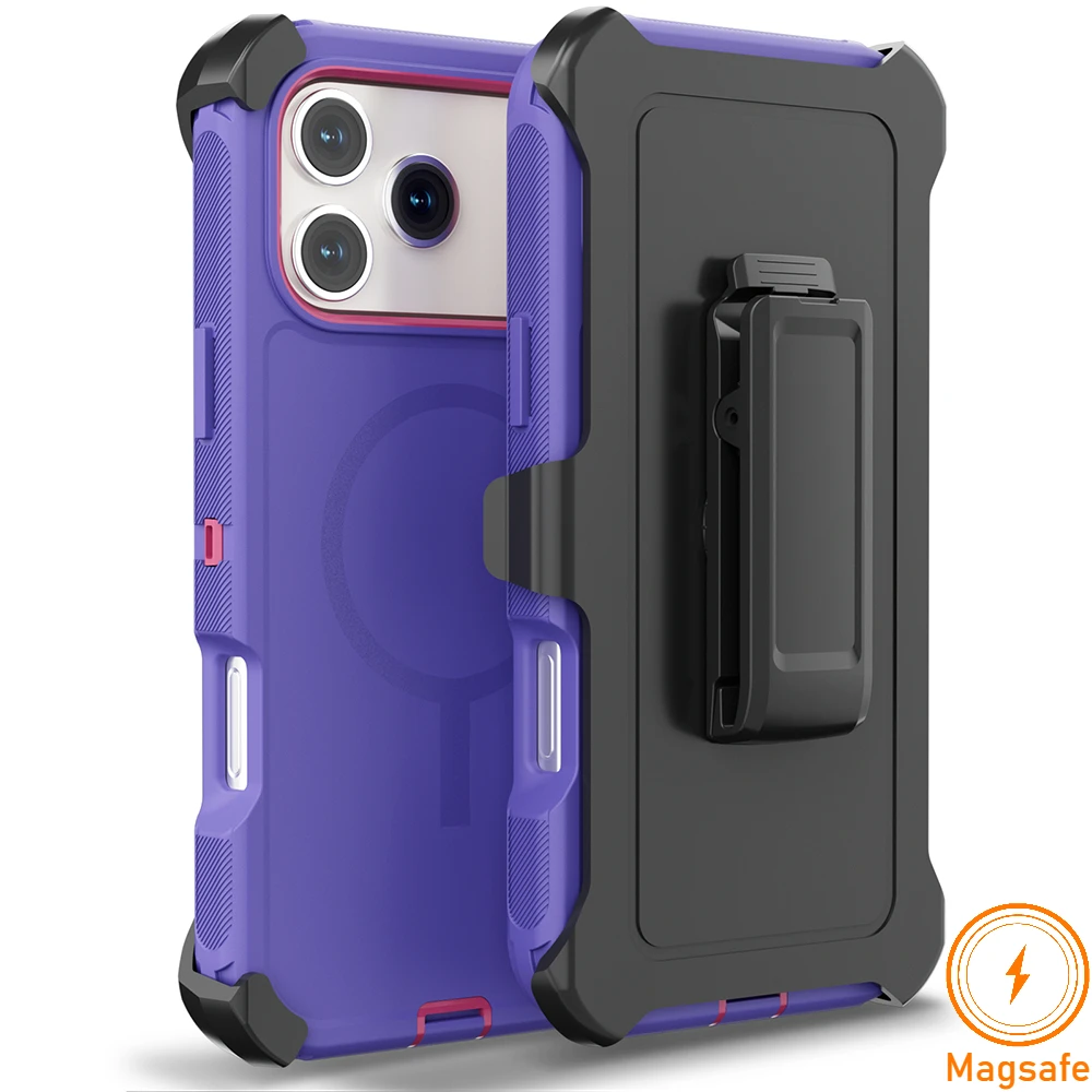 (roxo, Iphone 15) Capa Magnética Para Celular, Compatível Com Magsafe, Resistente E Durável, À Prova De Choque, Com Clipe.