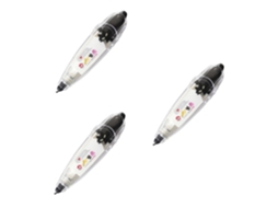 Conjunto de 3 Canetas Decorativas Pretas com Fita da Amosfun, Ideais para Scrapbooking, Planners, Materiais Es