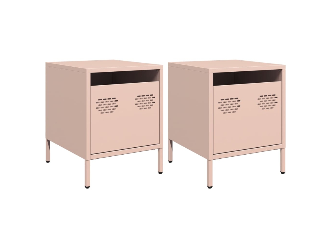 Mesas de Cabeceira 2 Pcs 35x39x43,5 Cm Aço Rosa MAISON EXCLUSIVE