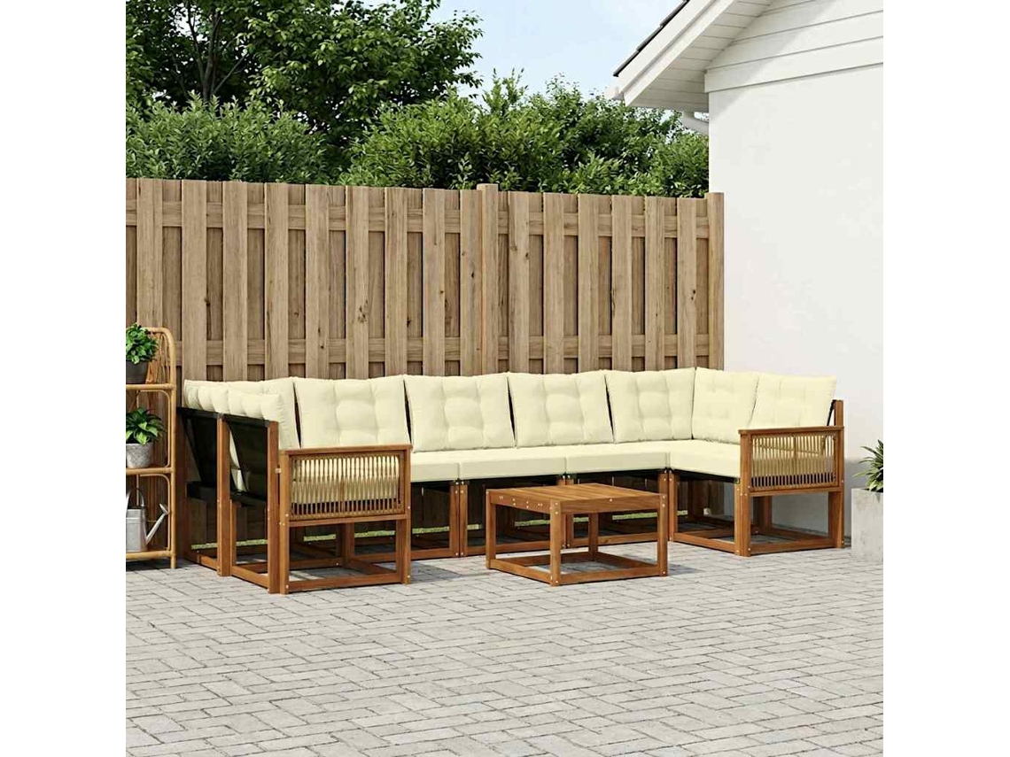 Vidaxl Conjunto De Sofás Para Exterior 8 Pcs Natural E Creme