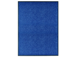Vidaxl Tapete De Porta Lavável 90x120 Cm Azul