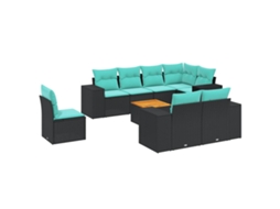 Conjunto de Sofá de Jardim, 5 Peças, Almofadas, Rattan Preto MAISON EXCLUSIVE