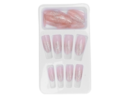 24 Postiças Brilhantes com Glitter para Mulheres e Homens, Ferramenta de Manicure Requintada e Moda