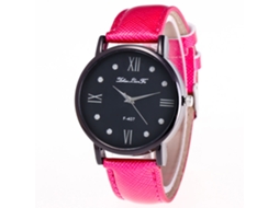 Reloj De Pulsera De Aleación Con Dial Redondo Analógico De Cuarzo Para Mujer Rojo Rosa