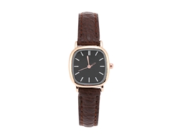 Relógio Analógico de Quartzo Feminino Pulseira Pu Mostrador Preto Design Clássico