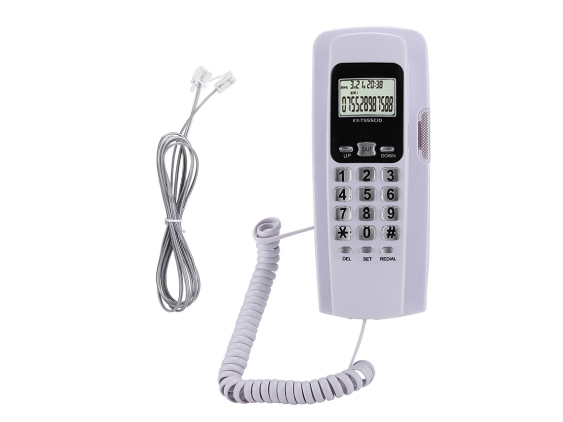 Aetheria telefone Mini de Parede com Lcd e Iluminação de Fundo para Hotel Casa Escritório Branco