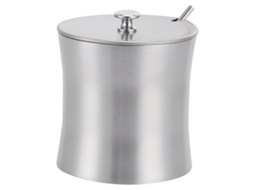 pot de tempero de aço inoxidável com tampão e colher para condimentos 375ml S/MARCA