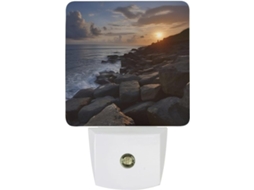 Luminária Noturna De Parede Com Plugue, Estilo Pedra, Com Sensor Crepuscular, Luz Led Branca Quente, Lâmpada De Baixo