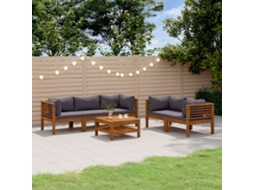 Pcs Conjunto Lounge De Jardim C/ Almofadões Acácia Maciça Dkd Home Decor
