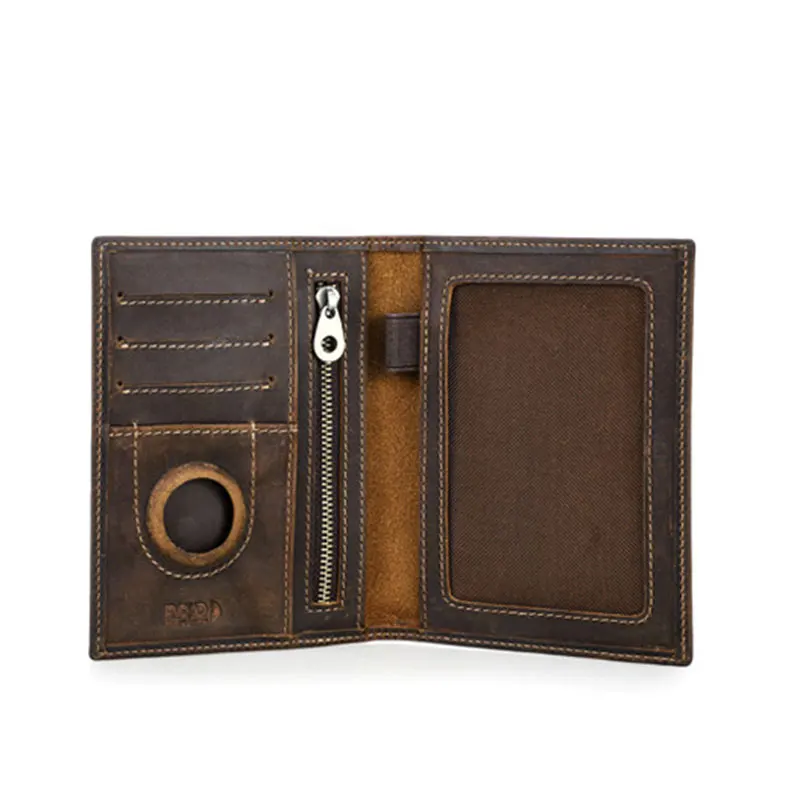 (m1358-café) Carteira De Viagem Masculina Vintage, Estojo De Passaporte De Luxo Em Couro Genuíno