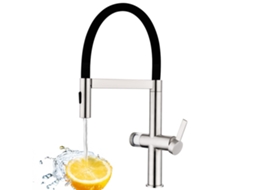 Torneira Cozinha Preta Com Filtro Integrado, Misturador Lava-loiça Com Chuveiro Extraível 2 Jatos, Flexível Silicone Magnético, Rotação 360°