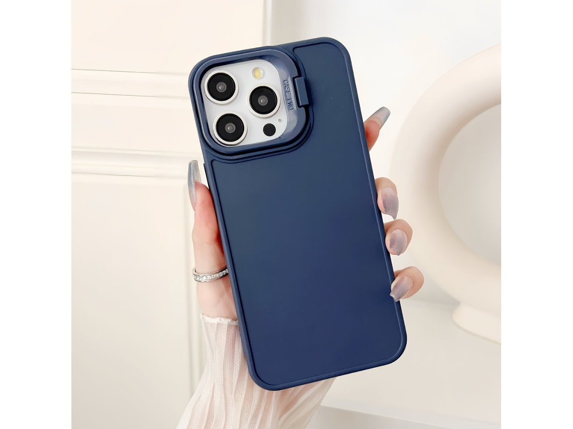 Suporte Casa Para Iphone 13 Pro Max Pele Sintética Azul