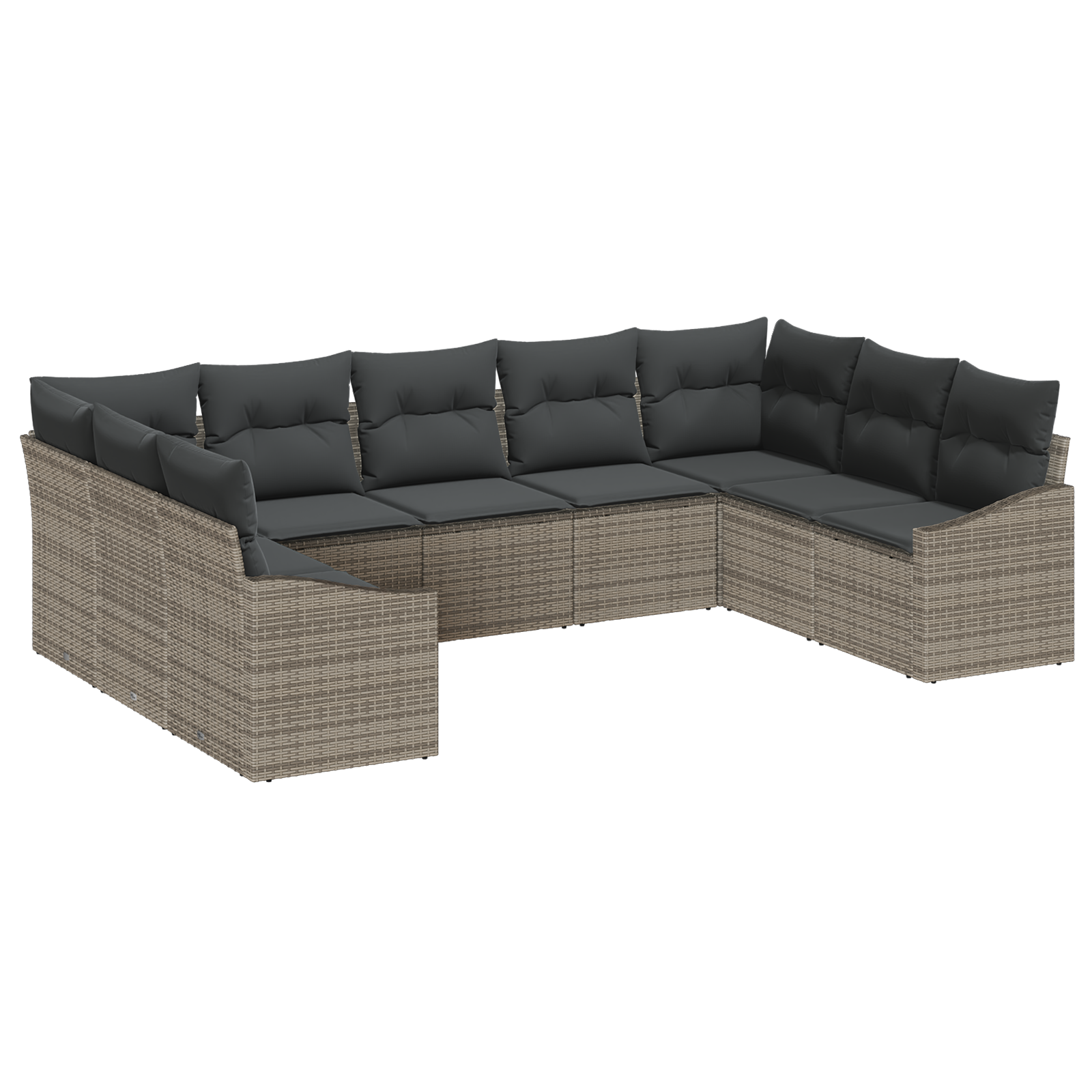 Conjunto 9 Sofá Modular Exterior Vidaxl Cinzento Vime Pe (289 X 178,5 X 85 Cm)