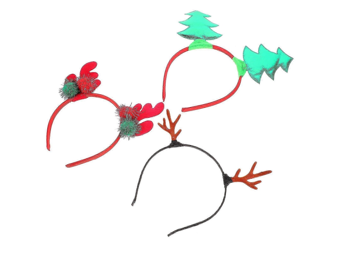 Conjunto De 3 Faixas De Cabeça Com Chifres De Renas E Árvore De Natal, Para Mulheres