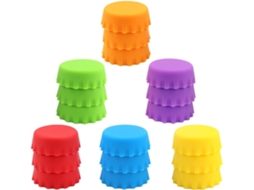 18 Tampas De Silicone Reutilizáveis ​​para Garrafas De Cerveja Artesanal, Refrigerante E Vinho, Multicoloridas