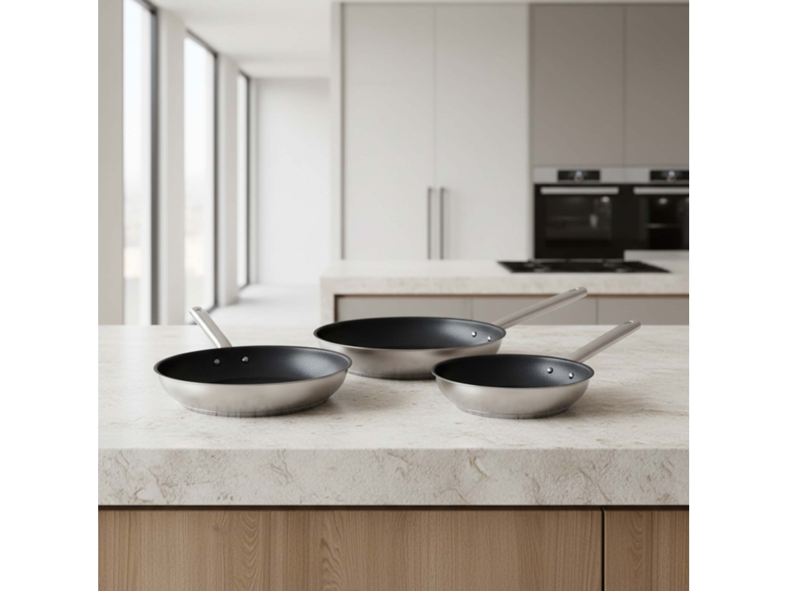 Frigideiras Antiaderentes CELAR Inox (3 Peças - 20cm + 22cm + 28cm)