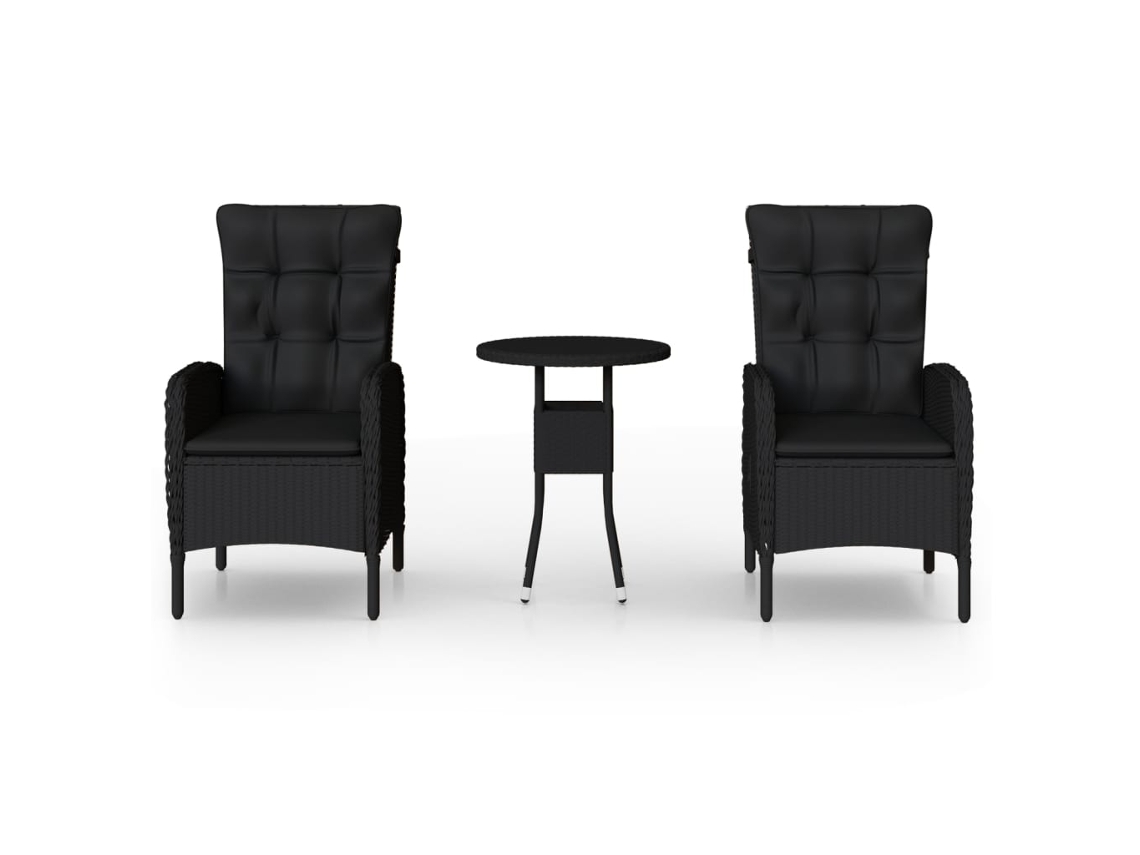 Bistro Set, Bistro Sets Vidaxl Preto Rattan / Vime (ø 60 Cm Table)