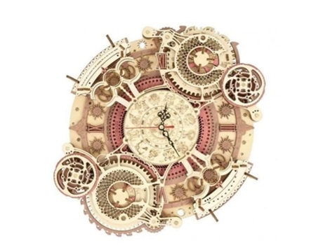 Kit de construção de relógio de parede Robotime Zodiac 33,5 x 5,5 cm Madeira