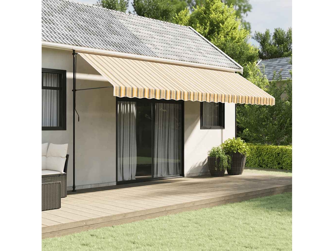 Vidaxl Tecido De Substituição Para Sanefa De Toldo 480x20 Cm Riscas Amarelo/cinzento