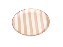 Conjunto De 2 Pratos Rasos Com Riscas Manuais Em Cerâmica, 28 Cm, Cor Areia, Decorados À Mão, Feitos Na Itália, Design Moderno, Elegante E Único.