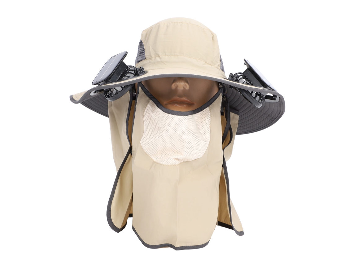 Chapéu Solar com Ventilador Usb Carregamento Solar Khaki