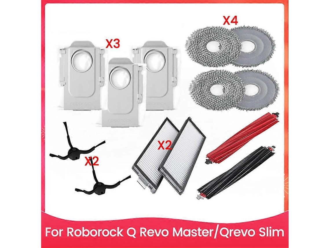 Kit Com 13 Peças De Escova, Filtro, Saco De Pó E Pano De Limpeza Para Aspirador De Pó Roborock Qrevo Master Qrevo Slim. Peças De Reposição._ozo