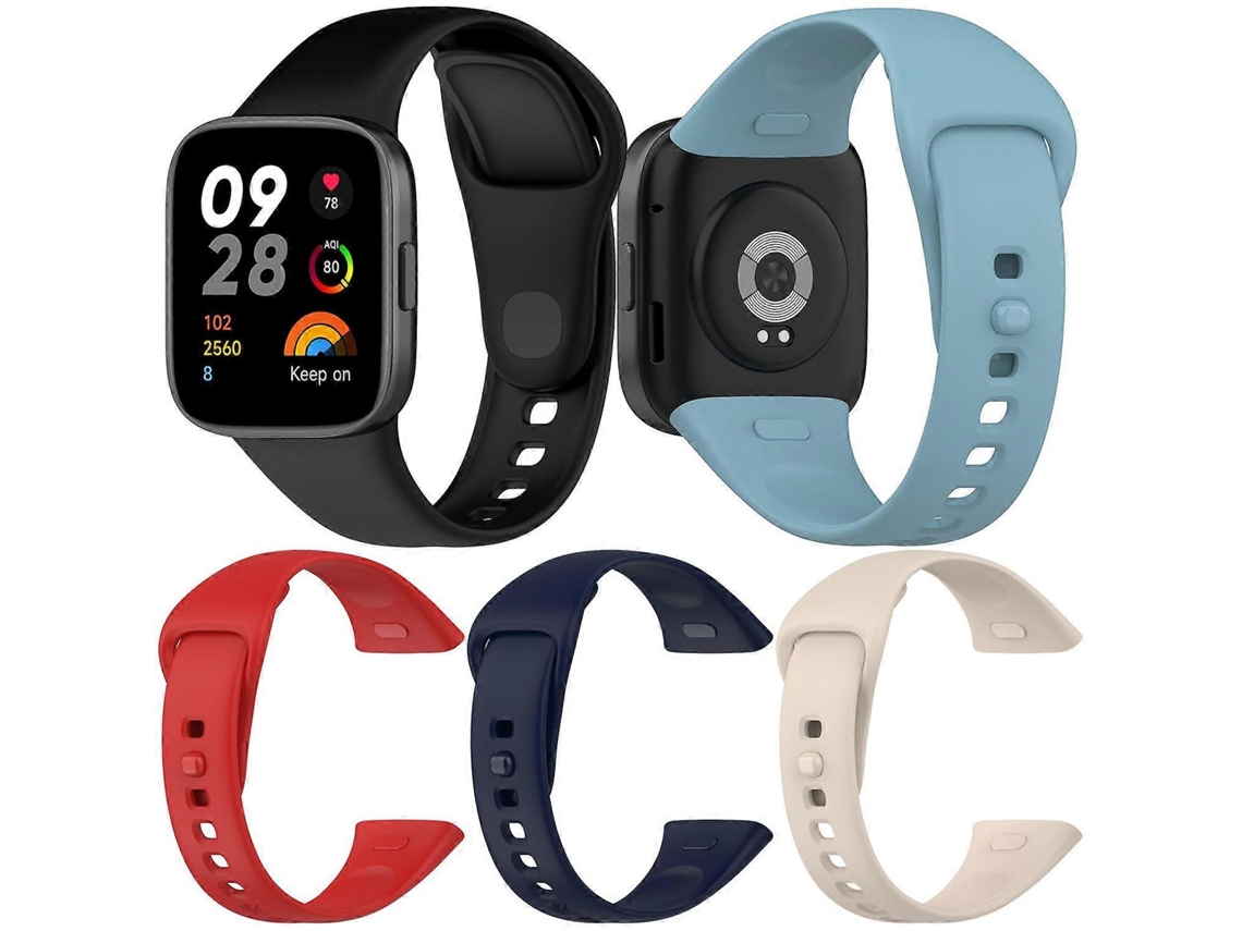 Pacote Com 5 Pulseiras De Silicone Xdfind De Cor Sólida Com Botão Para Redmi Watch 3