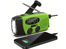 Rádio com célula solar AQUAFORGE 2000mah, geração de energia, lanterna, verde