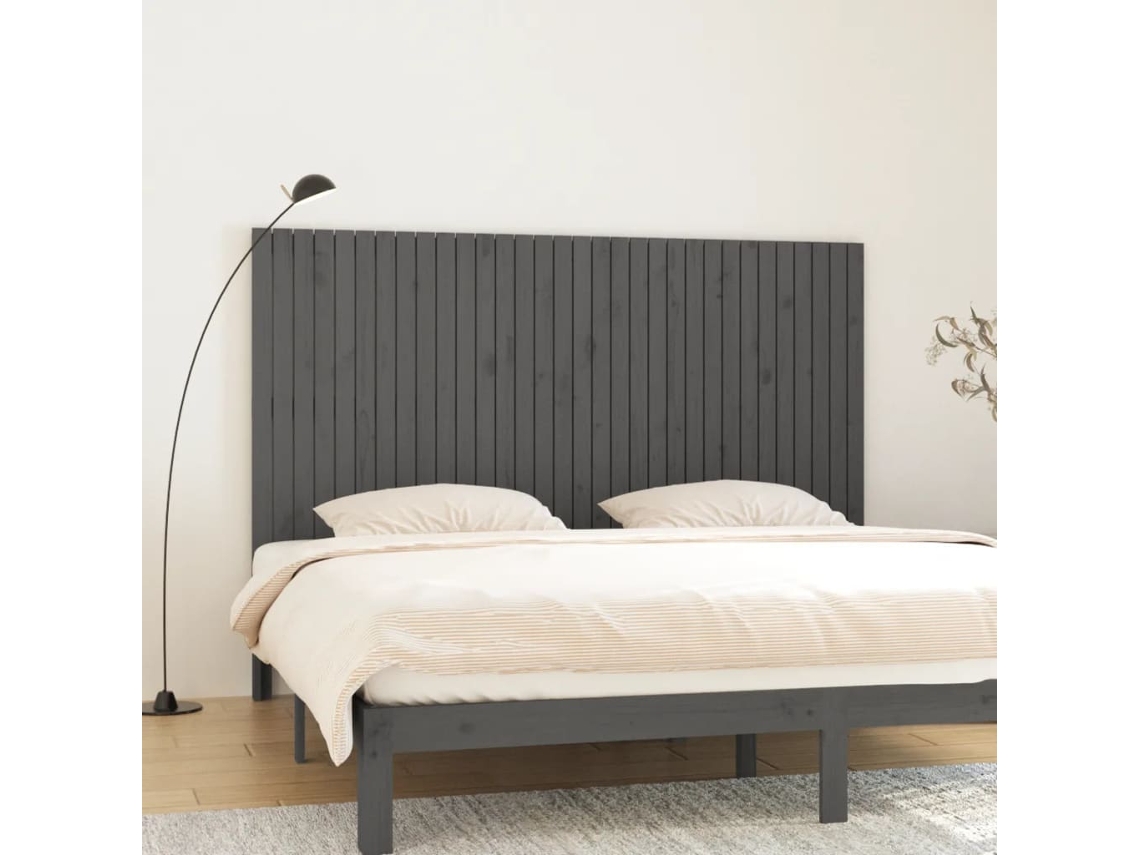 Vidaxl Cabeceira De Parede 204x3x110 Cm Madeira De Pinho Maciça Cinza