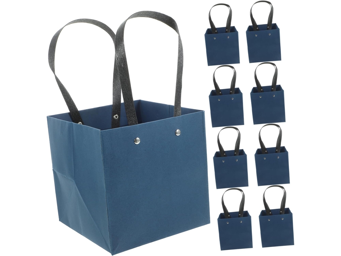 Conjunto De 10 Sacolas De Papel Resistentes Com Alças Para Compras, Embalagens, Armazenamento De Chá E Entrega. Aquaforge