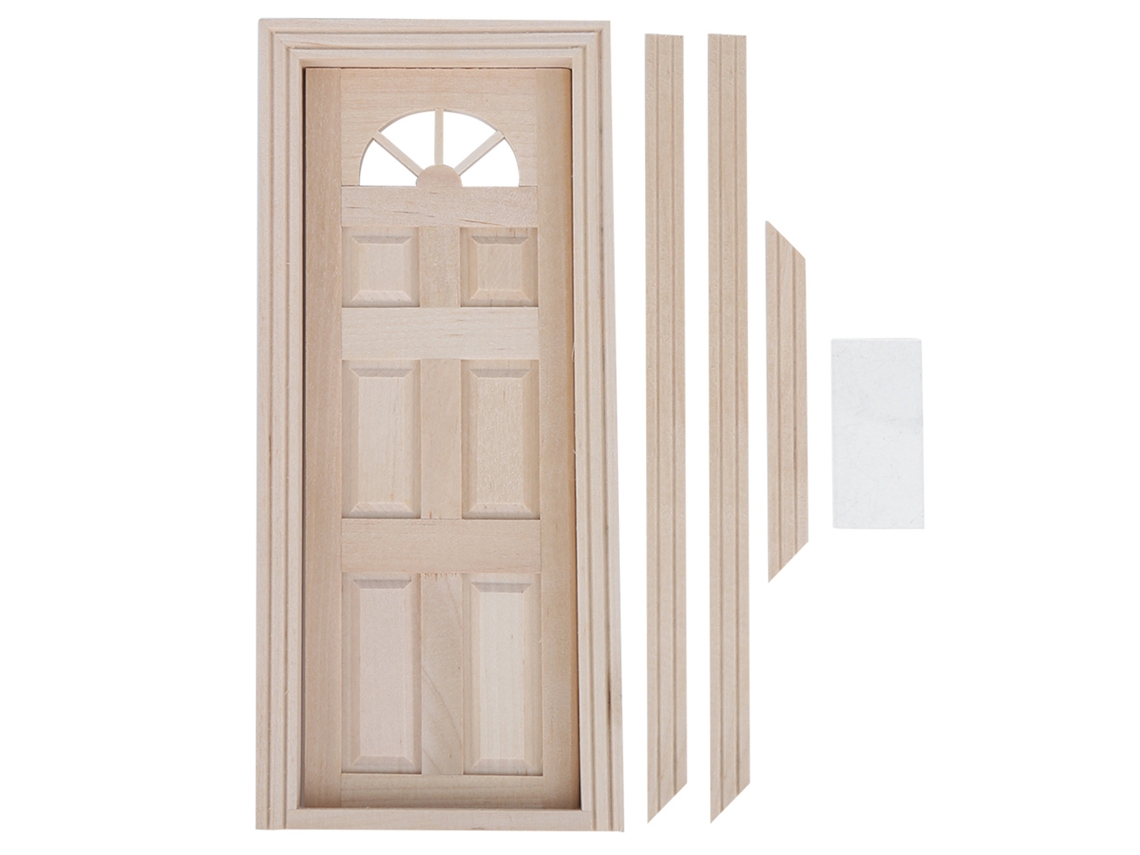 Porta E Janela Simuladas Em Madeira Miniatura Para Casa De Boneca 1:12