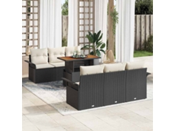 Vidaxl Conjunto De Sofá De Jardim 7 Unid. Preto E Creme