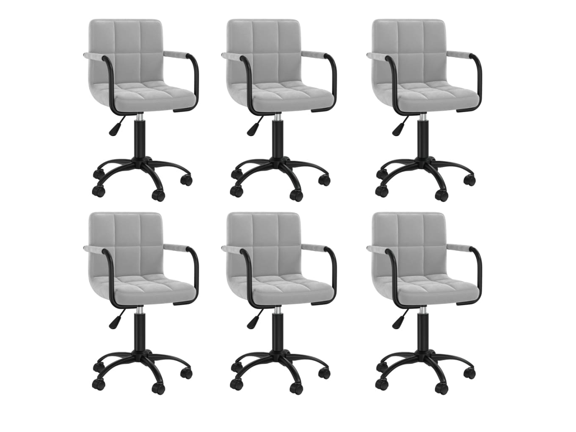 Vidaxl Cadeiras De Jantar Giratórias 6 Pcs Veludo Cinzento-claro