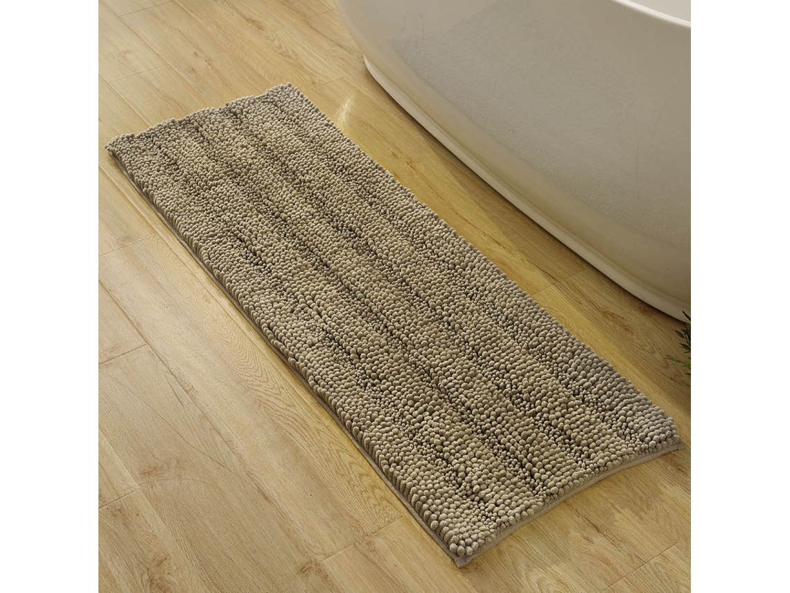 Tapetes de Banho Antiderrapantes Absorventes de Secagem Rápida para Decoração de Banheiro Cáqui EVELTEK 43x122cm