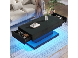 Mesa Centro 100x50x45cm 2 Gavetas Led Preta